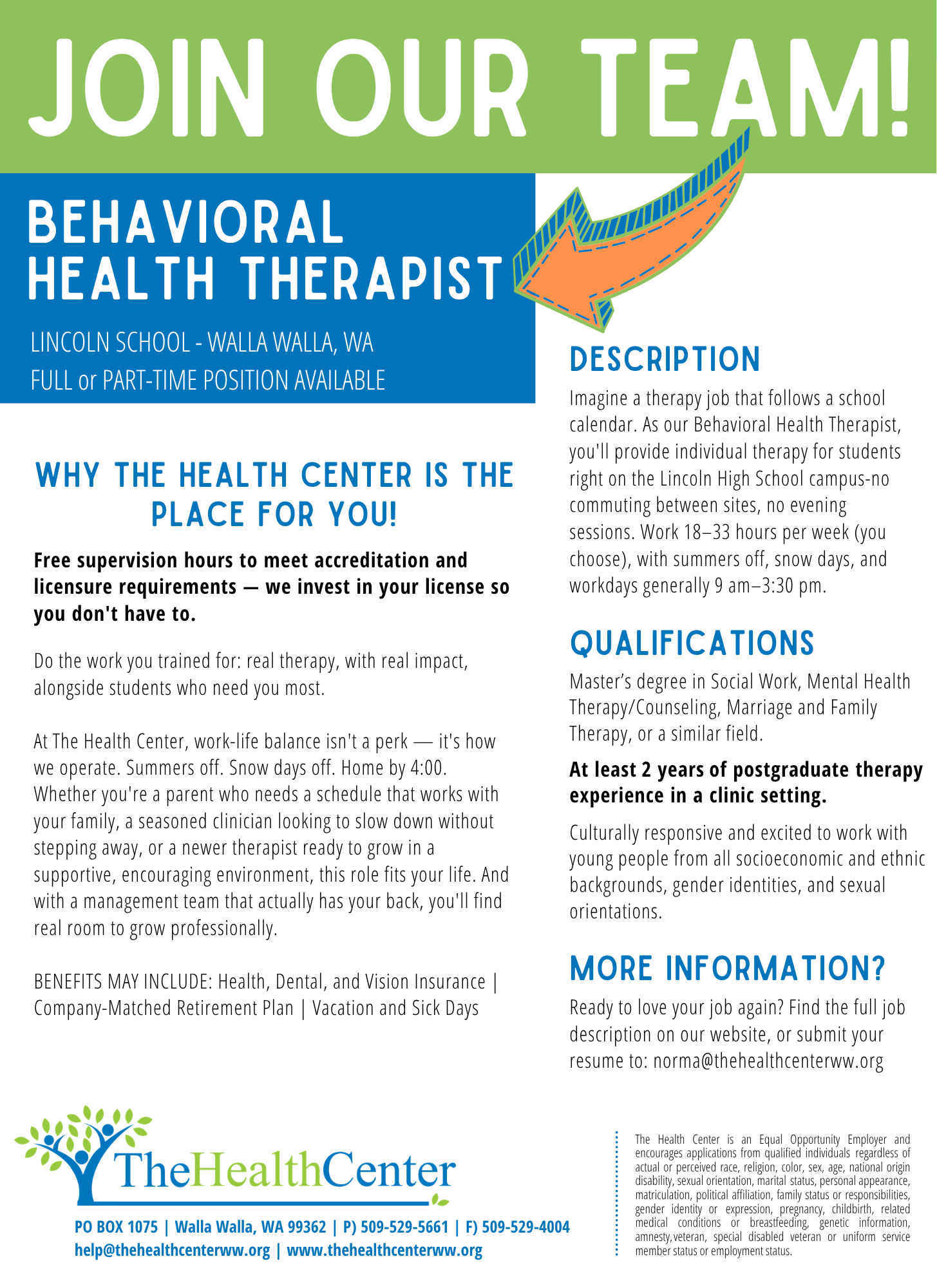 Lincoln Therapist Full Time Job Announcement Flyer 3